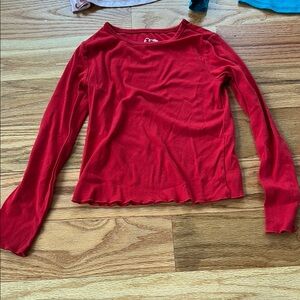 Art Class Red Fitted Long Sleeve Blouse